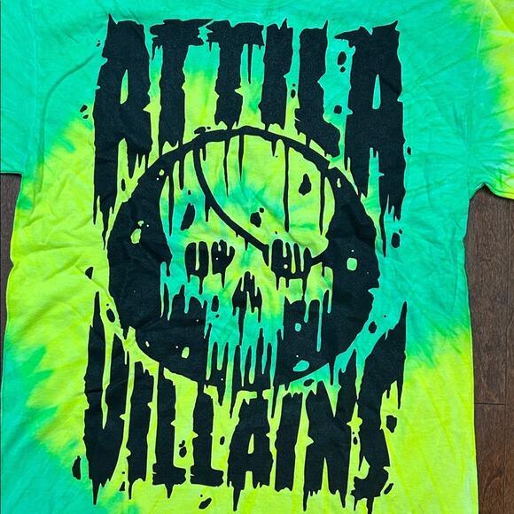Attila Tie-Dye Green and Yellow Graphic Band T-Shirt, Size Medium, NWOT - Picture 4 of 7